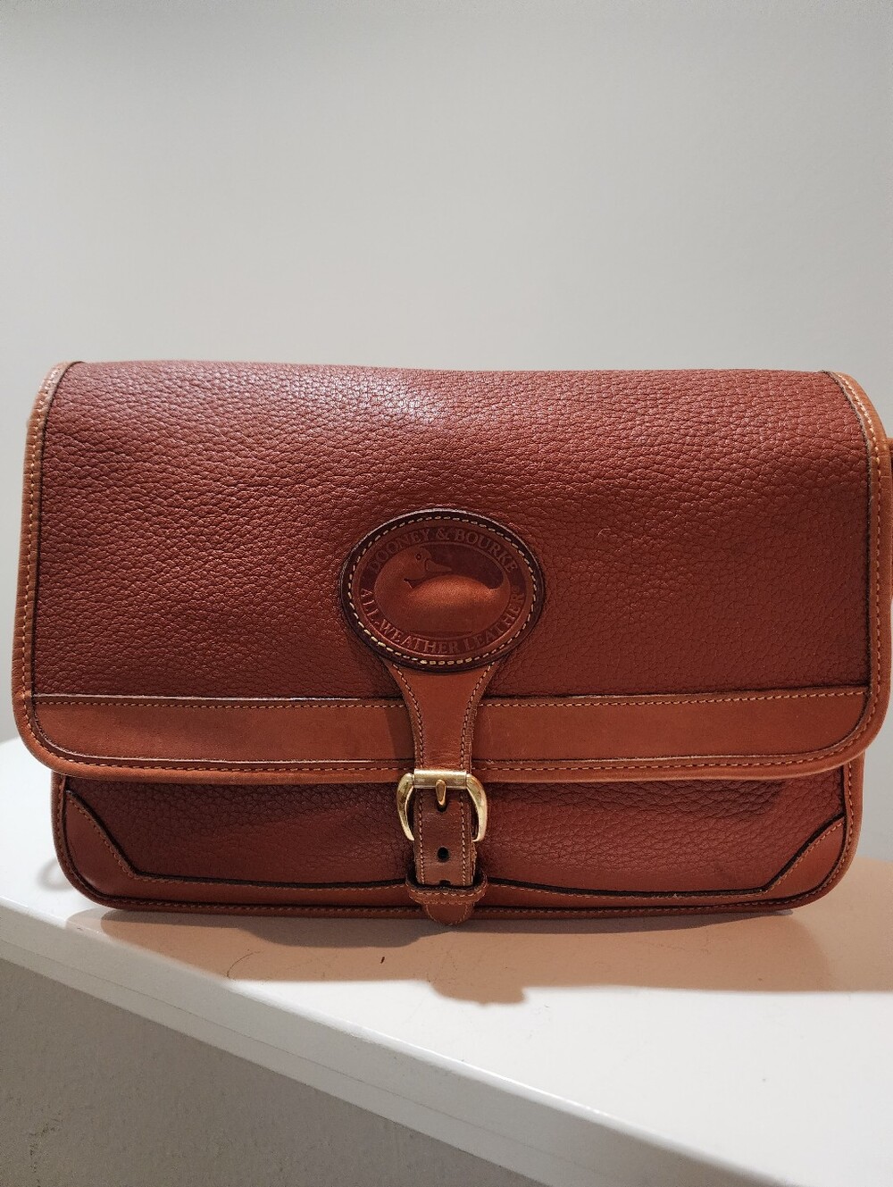 Dooney & Bourke Chestnut Pebble Leather Buckle Shoulder Bag